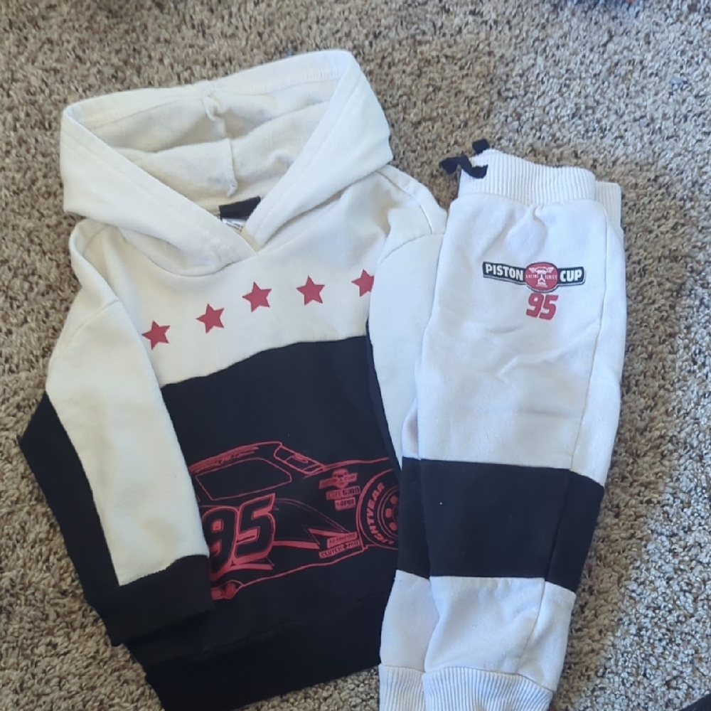Kids' White and Black Hoodie and Jogger Set